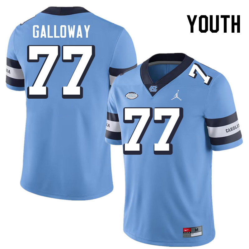 Youth #77 Hayes Galloway North Carolina Tar Heels College Football Jerseys Stitched-Throwback